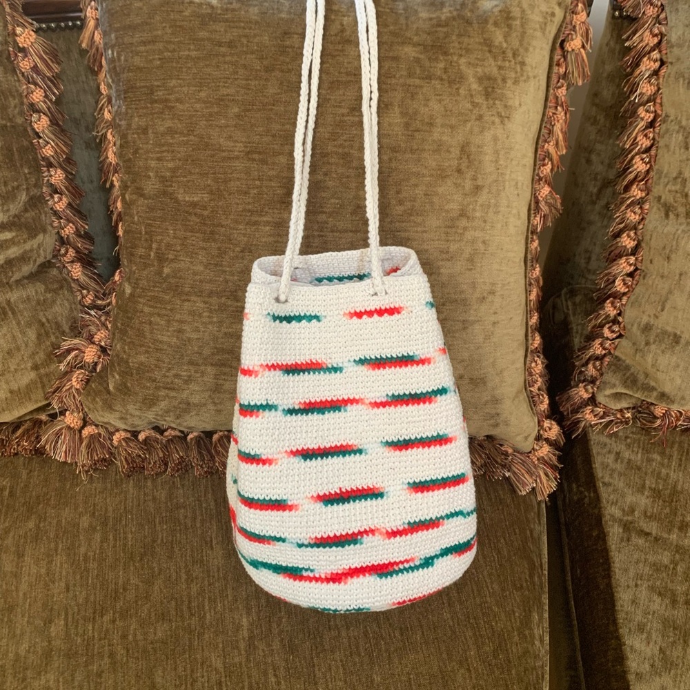 Brand new, hand woven cotton bucket bag.